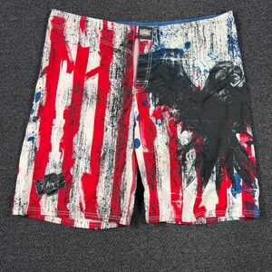 Vintage Y2K MMA Elite Men's XL USA Flag Eagle UFC Fighting Board Shorts Trunks